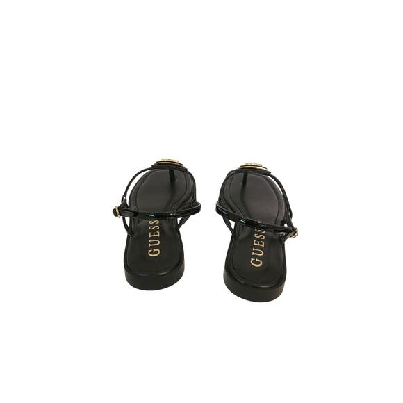 New Guess Women's Rainey Flat Sandal Black Patent Thong Sandal 6.5M - Picture 6 of 7
